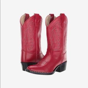 OLD WEST GIRLS' RED LEATHER COWGIRL BOOTS Sz 9.5
